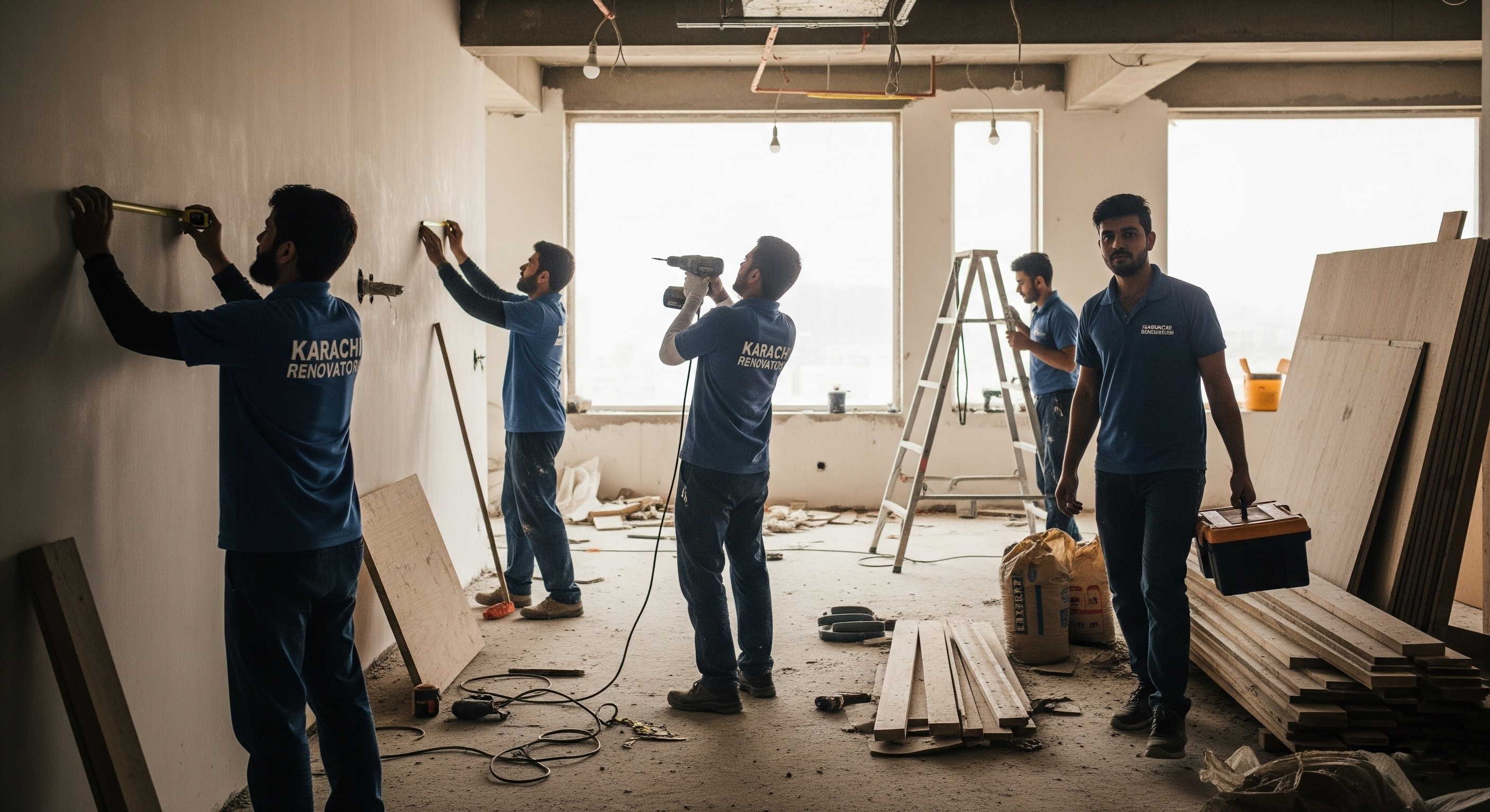 Karachi Renovators team working on a project
