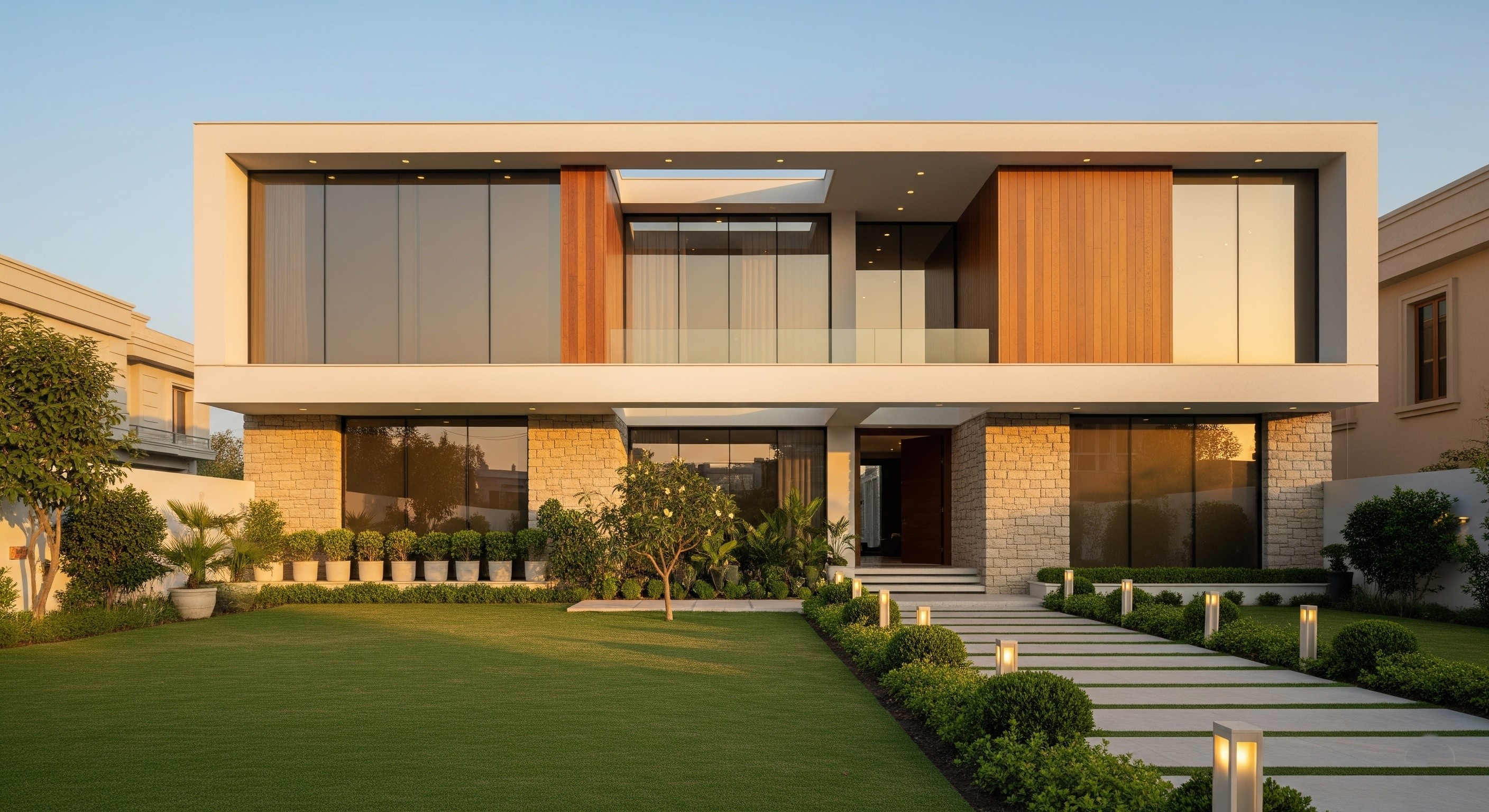 A stylish exterior facade renovation of a house