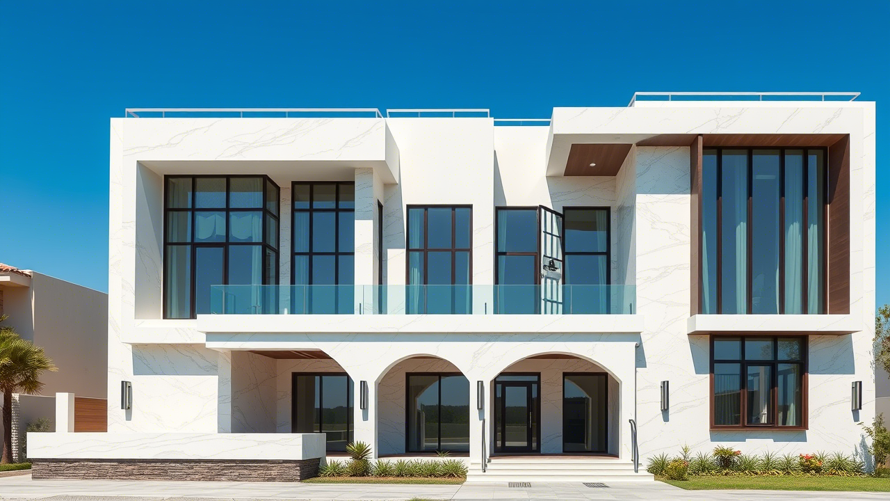 Restored facade of a contemporary bungalow in Karachi Defence/DHA
