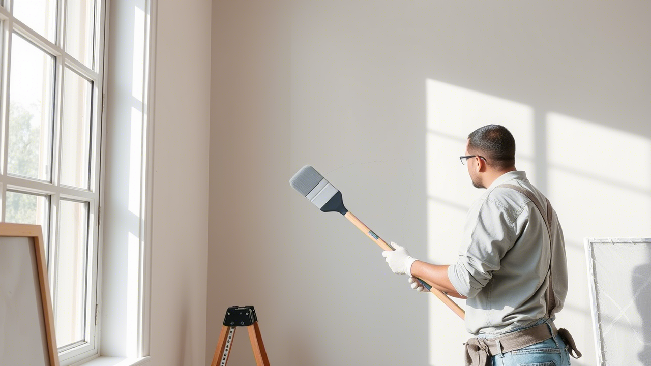 Professional painter applying fresh coat to interior wall
