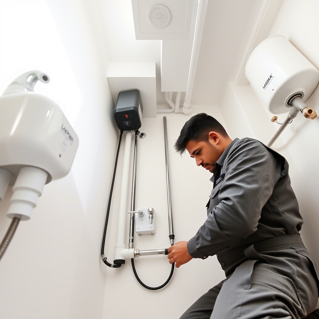 Skilled plumber installing new fixtures and pipes in a DHA home