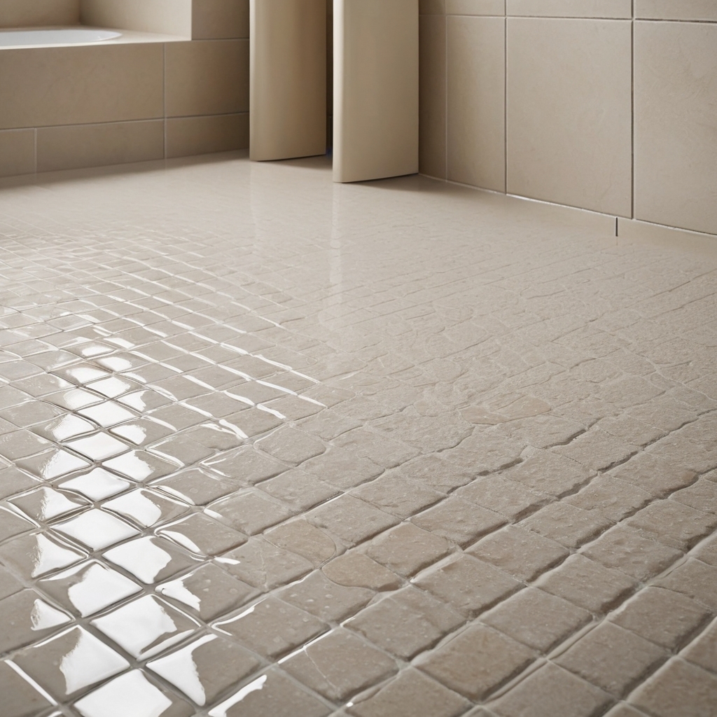 Bathroom floor with textured, non-slip tiles for safety in Karachi