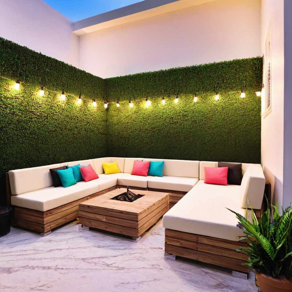 Transformed Balcony Space in Karachi with modern furniture and plants.