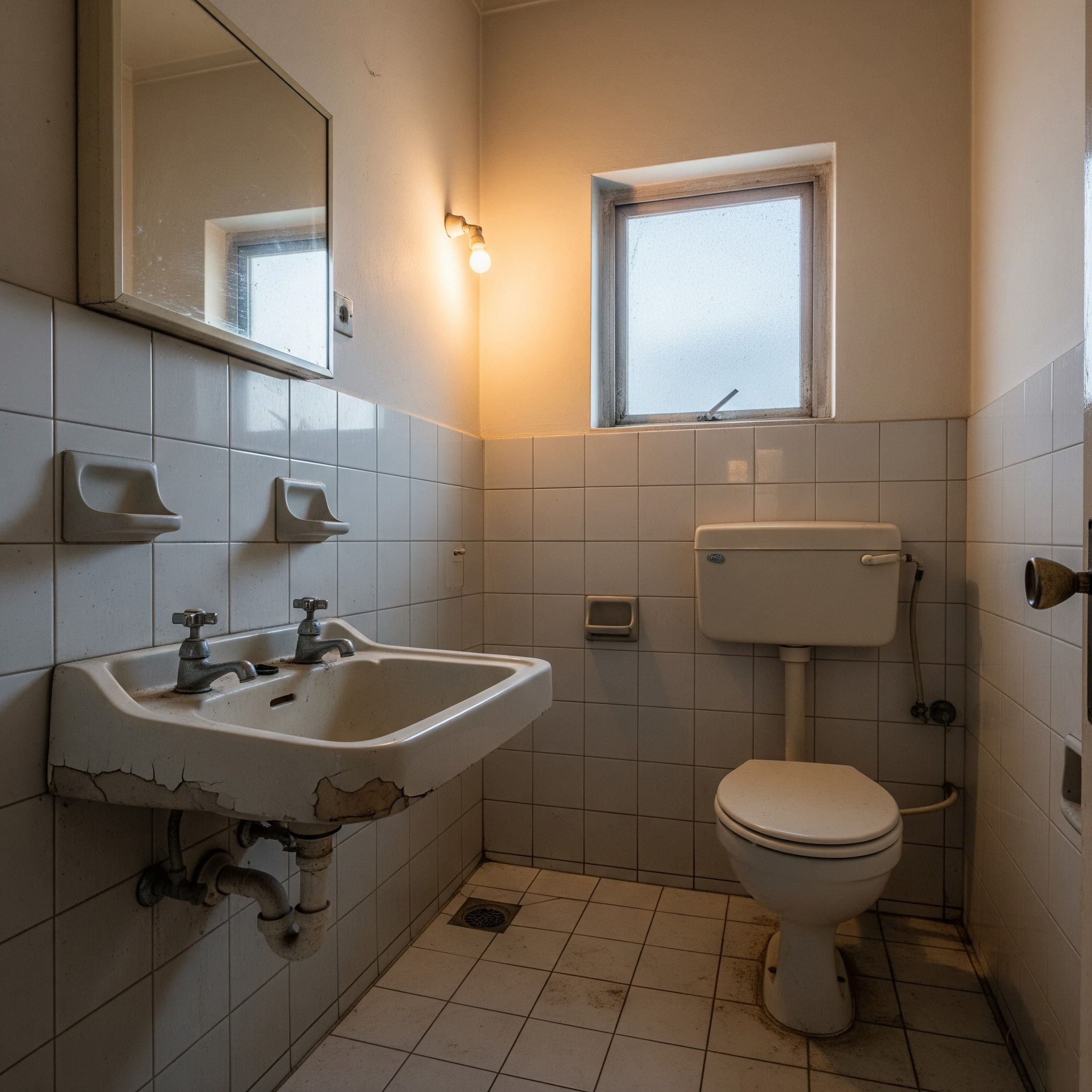 Before bathroom renovation in Karachi: An outdated and small bathroom needing a complete makeover.