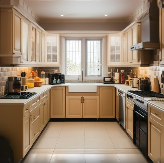 After: Bright, Functional Family Kitchen in Karachi, optimized for storage and daily cooking, post-remodeling.
