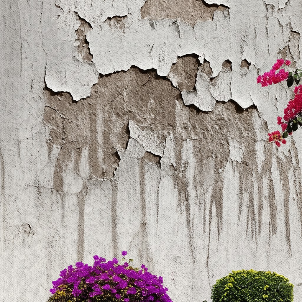Before exterior painting: A house with faded and peeling paint in Karachi.