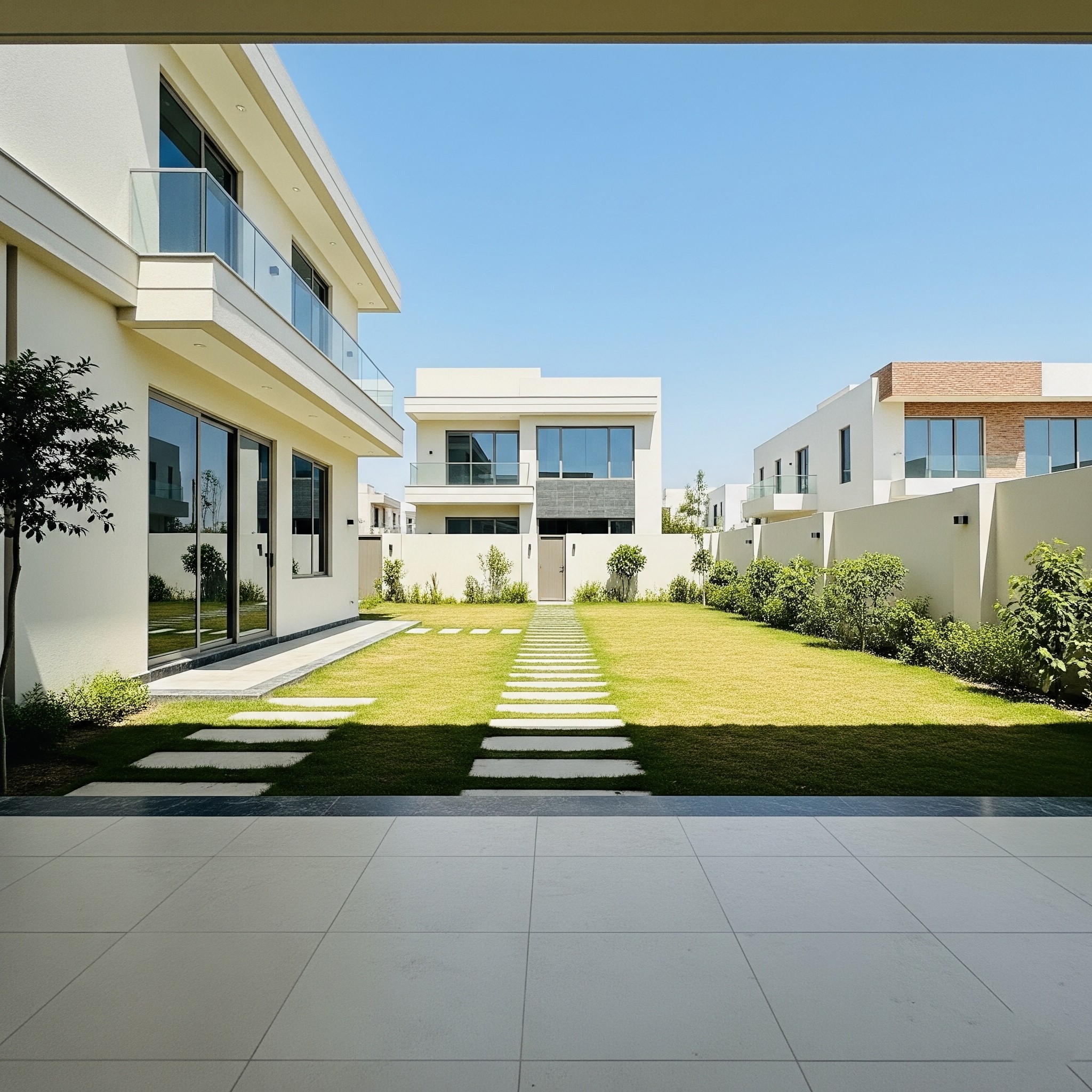 Before fence installation: An open backyard in Karachi, lacking privacy and security.