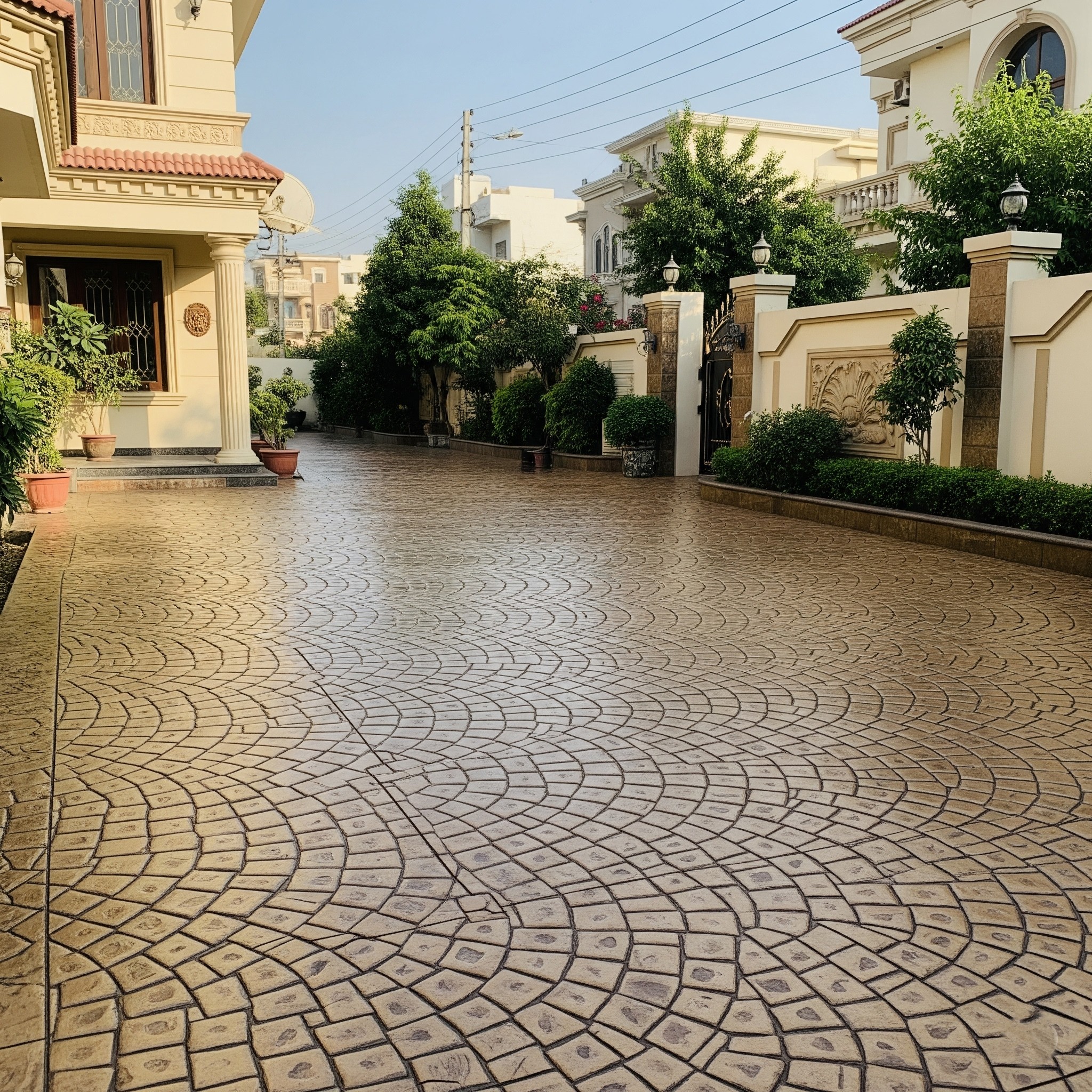 Before resurfacing: An old, uneven garden pathway in Karachi, needing pathway repair.
