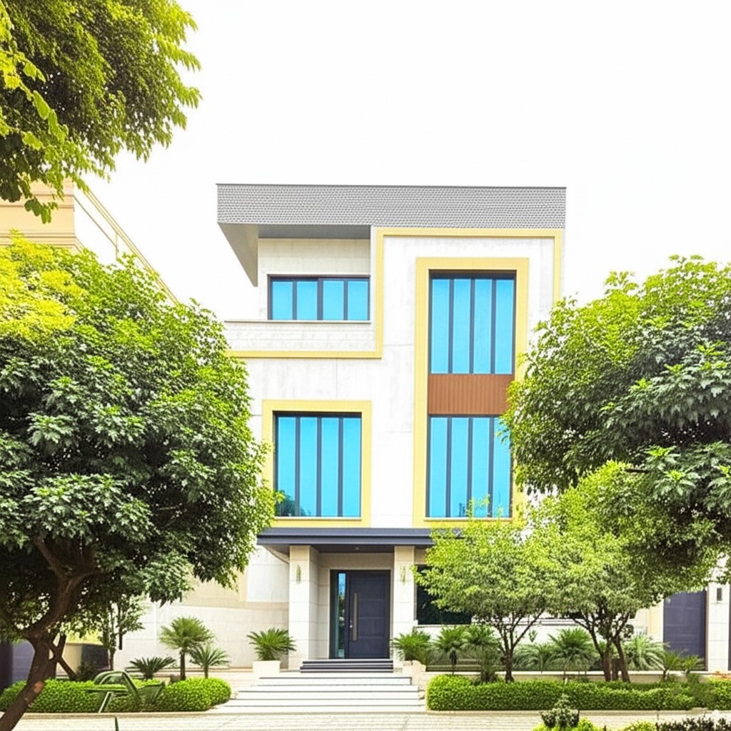 Before `residential facade renovation Karachi`: An old residential building with an outdated facade in Karachi.