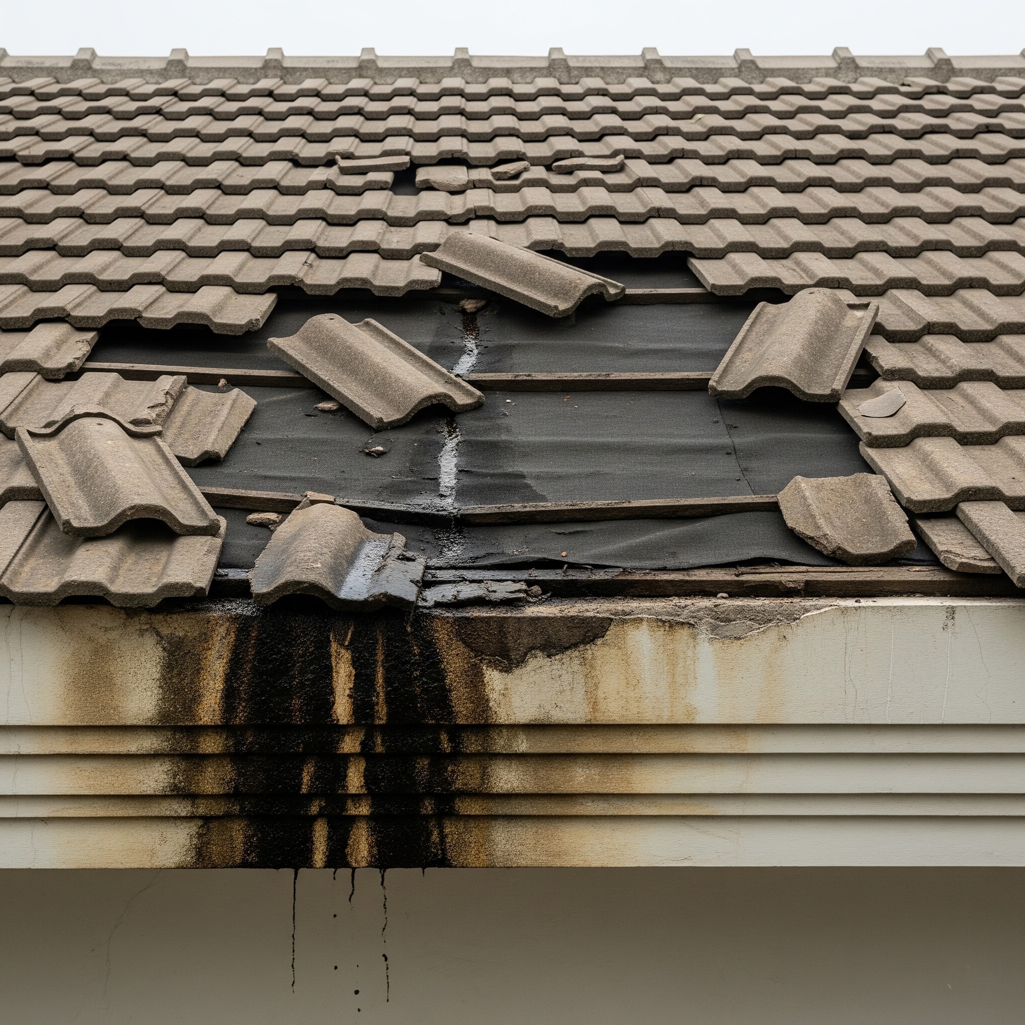 Before roof repair, showing a damaged or leaking roof in Karachi