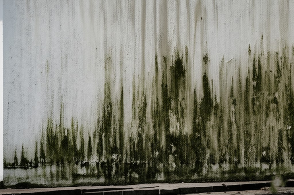 Before exterior wall repair and painting: A damaged and discolored exterior wall in Karachi.