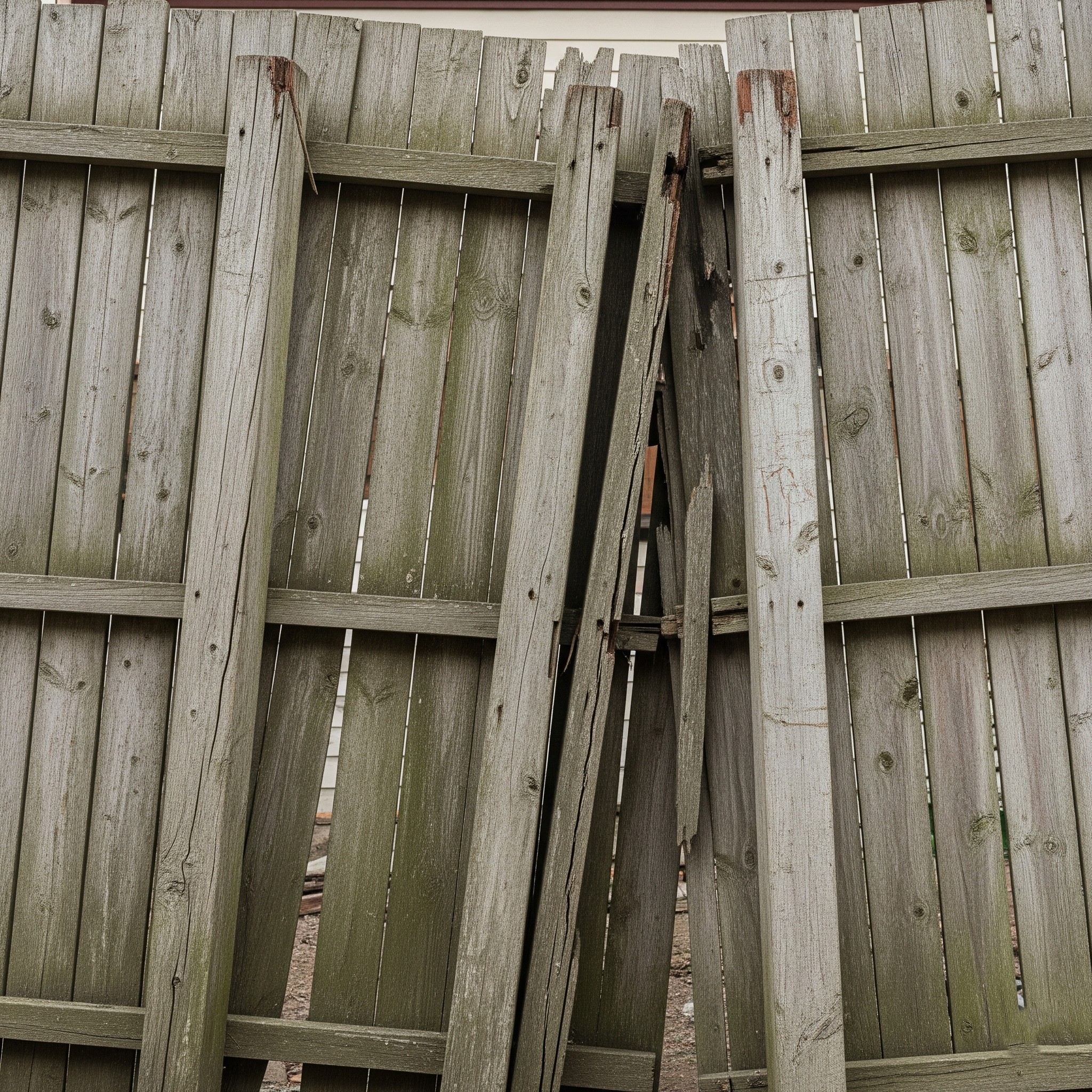 Before fence replacement: An old, worn `wooden fence Karachi` in a residential area.