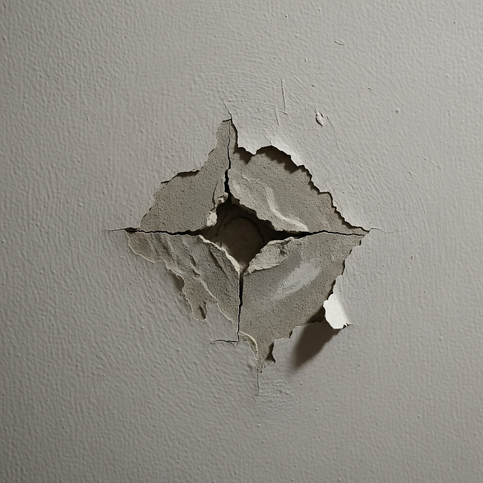 Before drywall repair: A wall with a visible hole or damage.