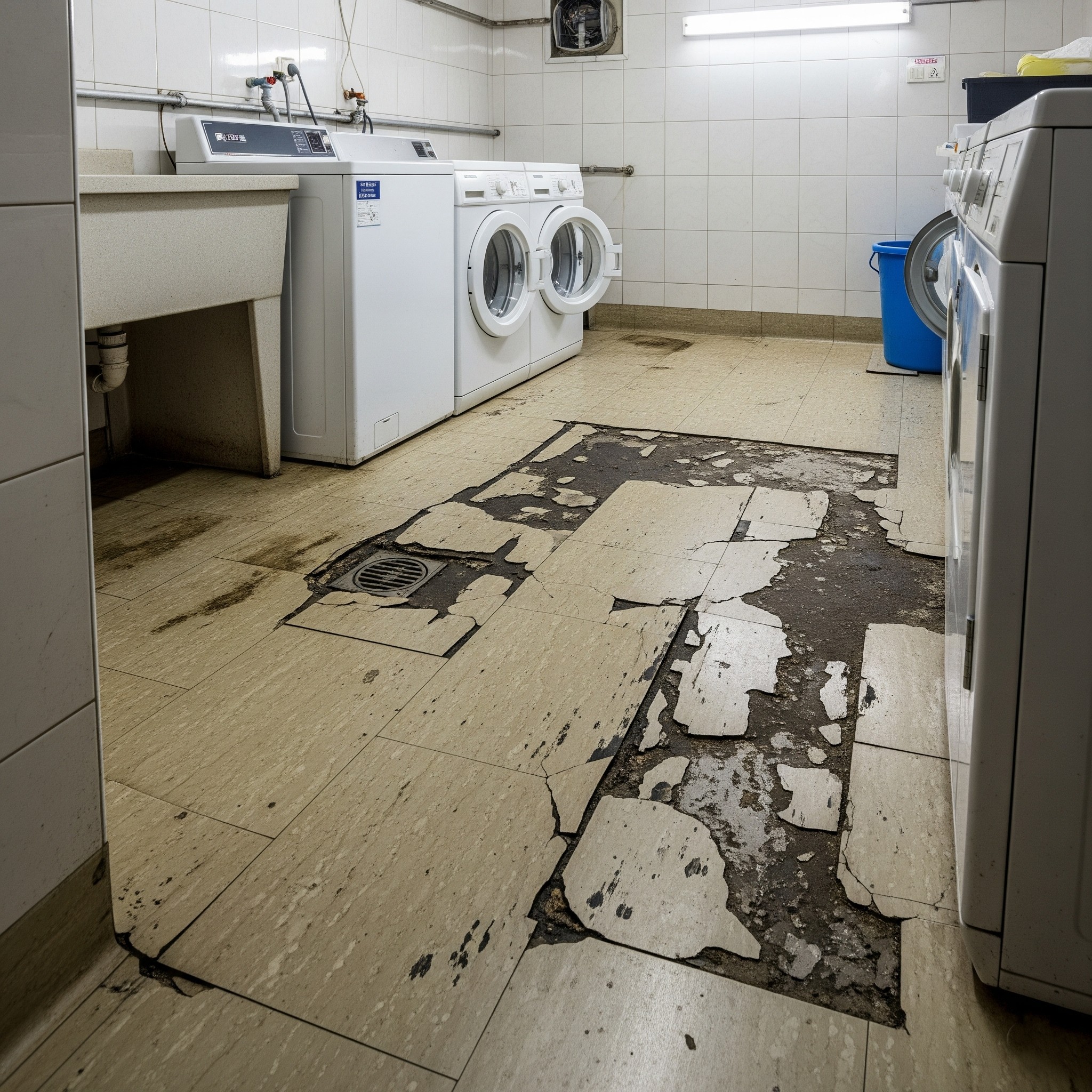 Before flooring installation: A damaged or uneven floor surface in Karachi.