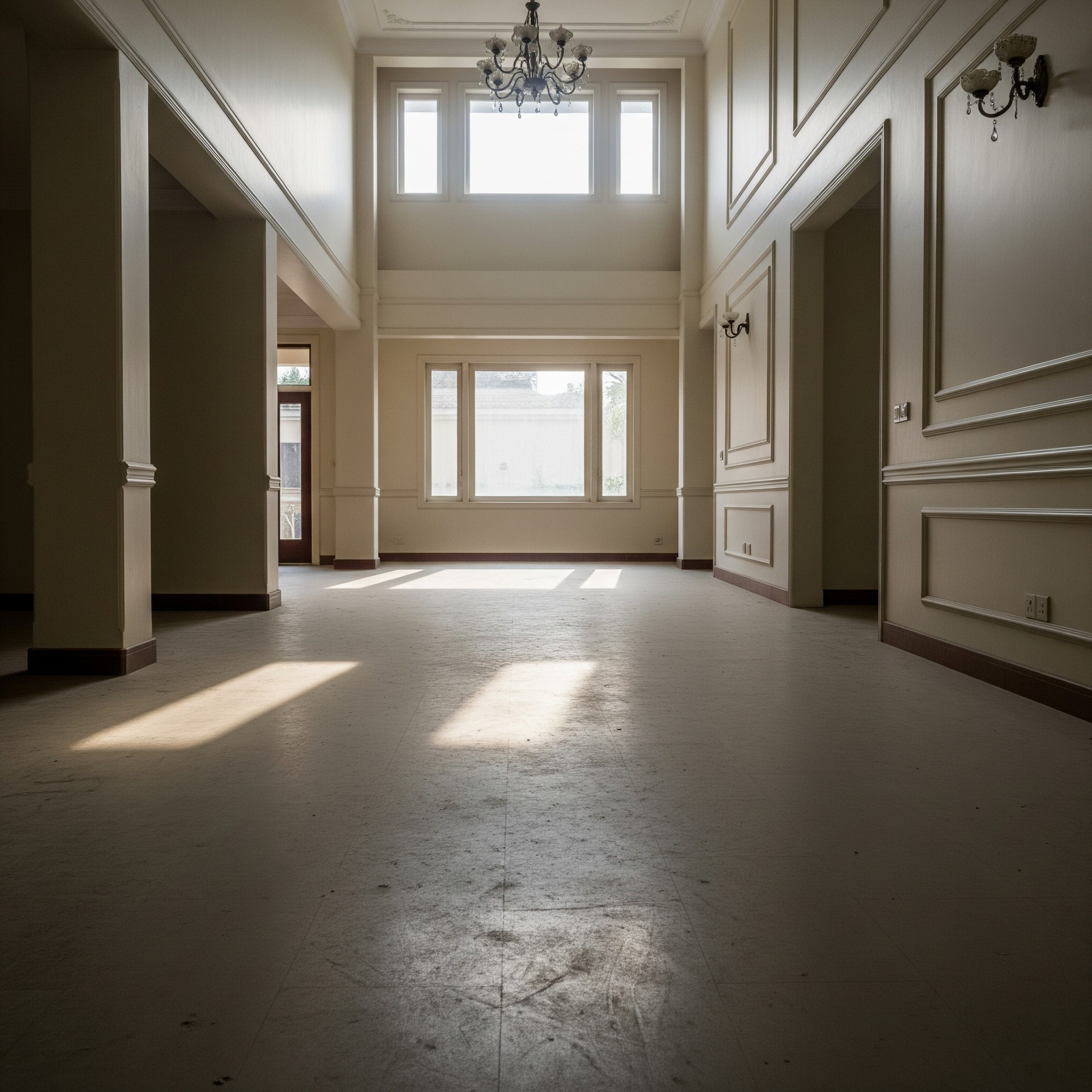Before flooring installation: A plain, uninspired floor surface in Karachi.