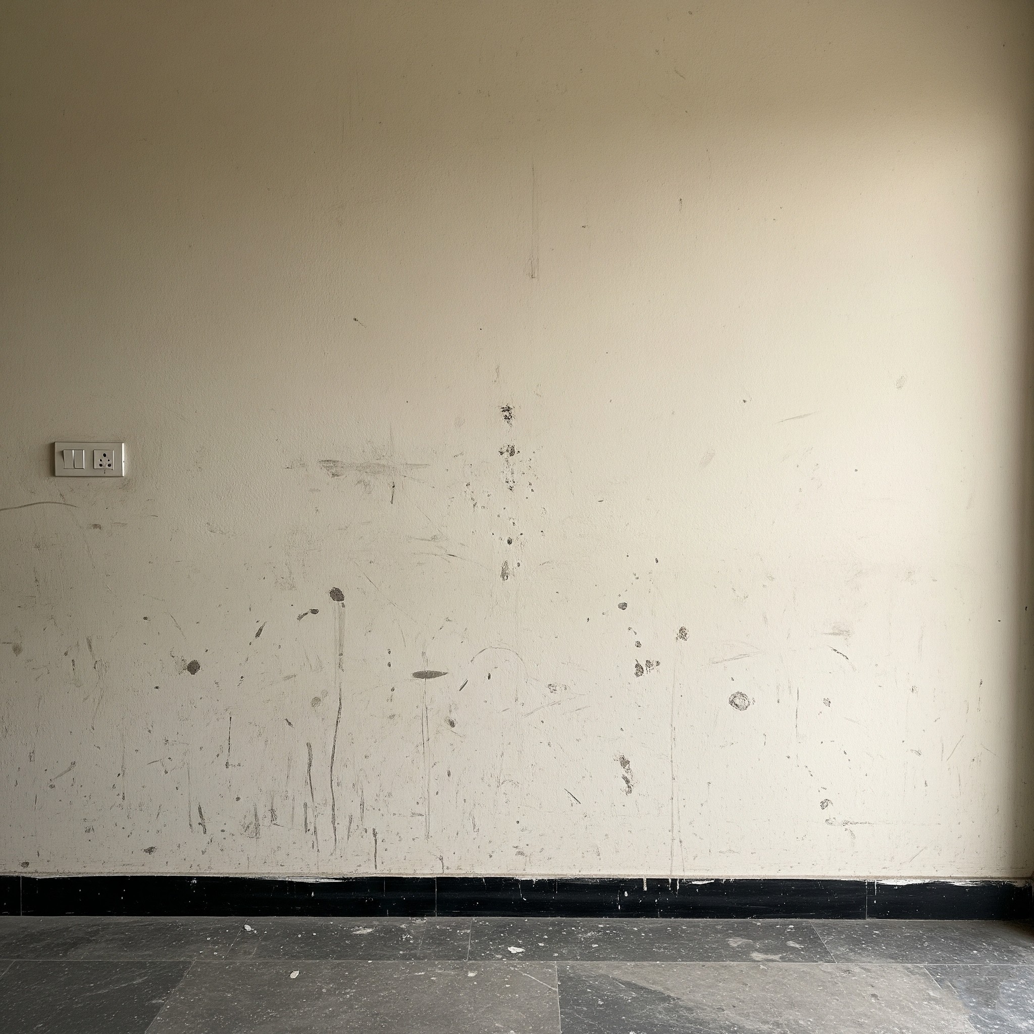 Before interior painting: Walls with visible scuffs, marks, or minor damage in a Karachi home.