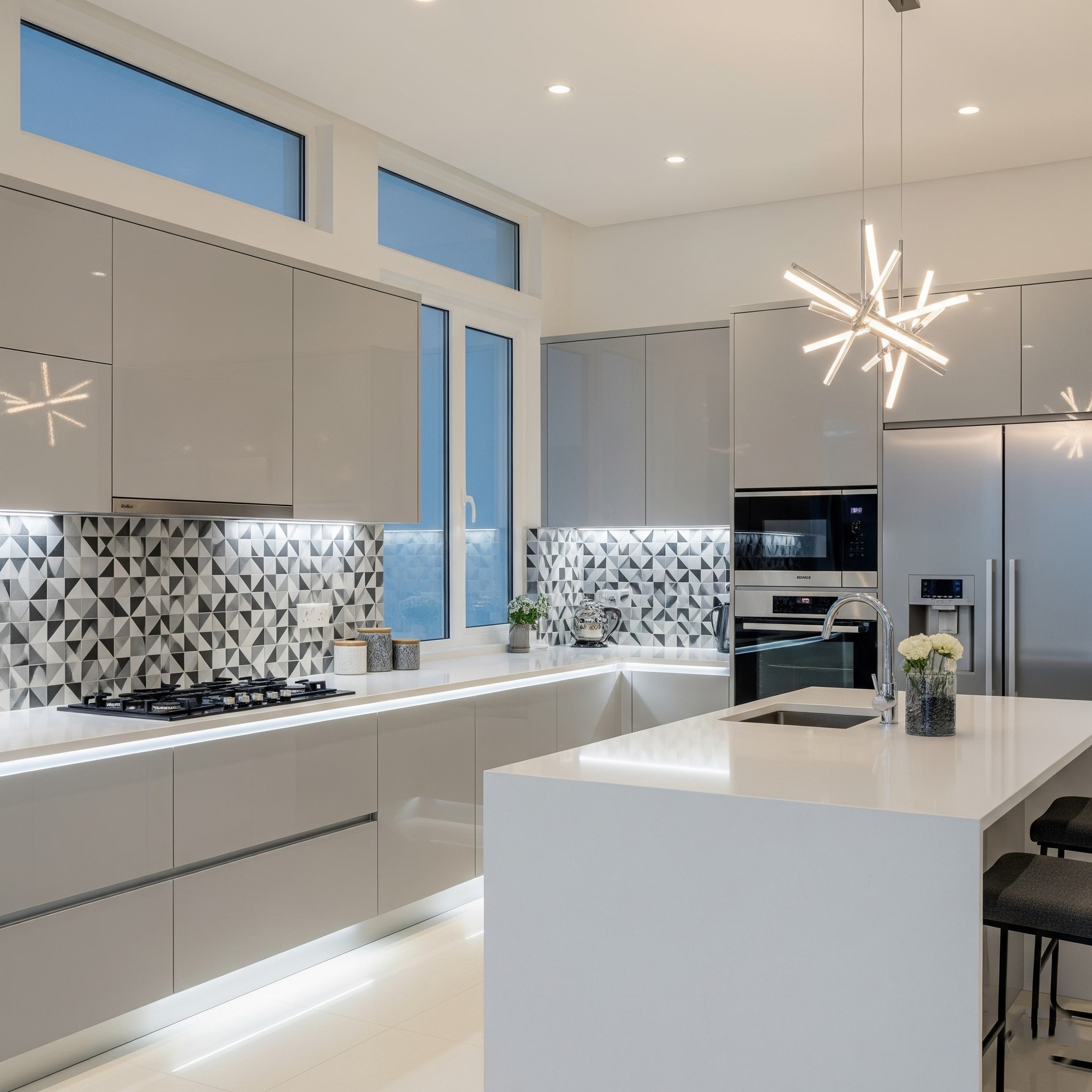 Modernized kitchen with LED lighting