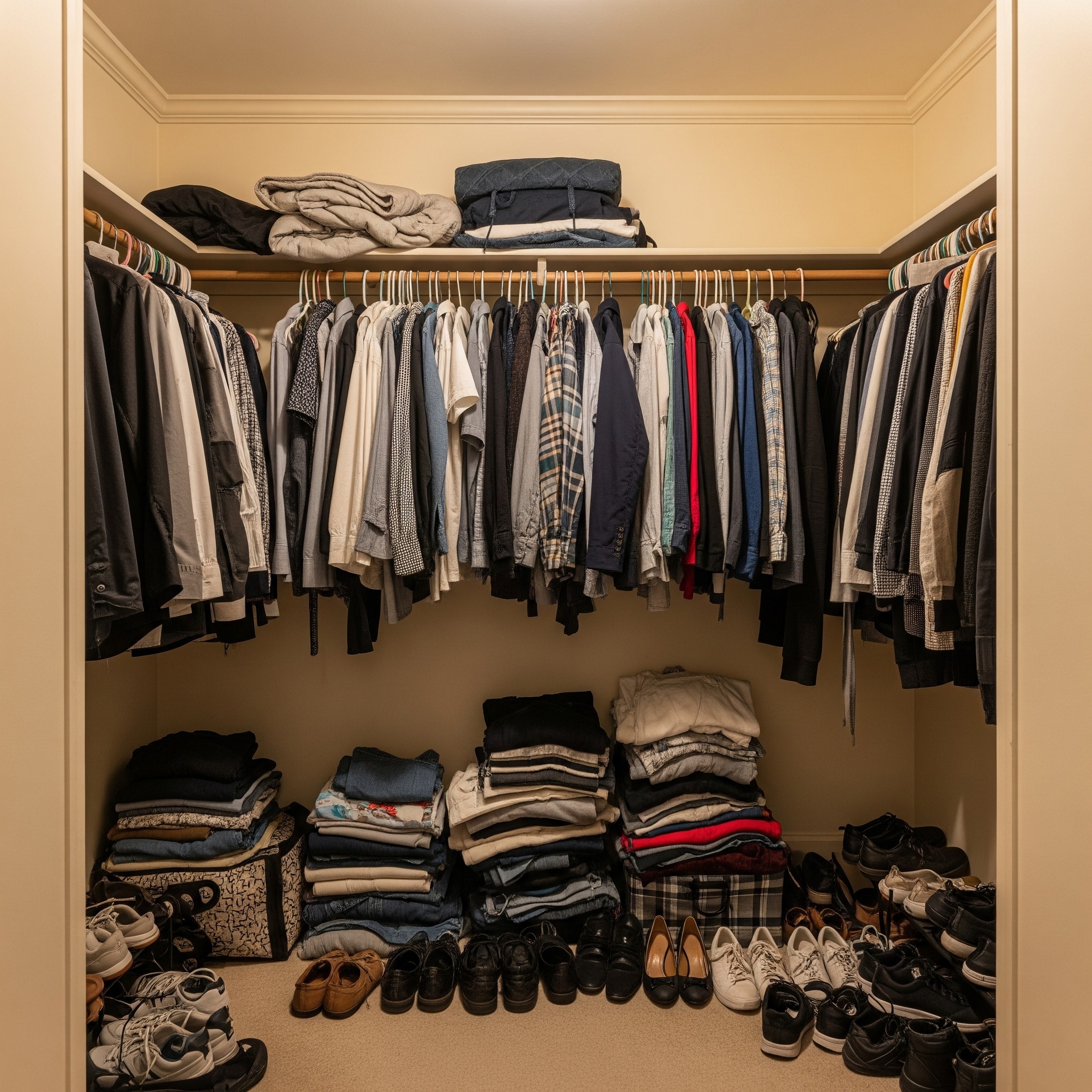 Before custom closet: A basic and inefficient closet space in Karachi.