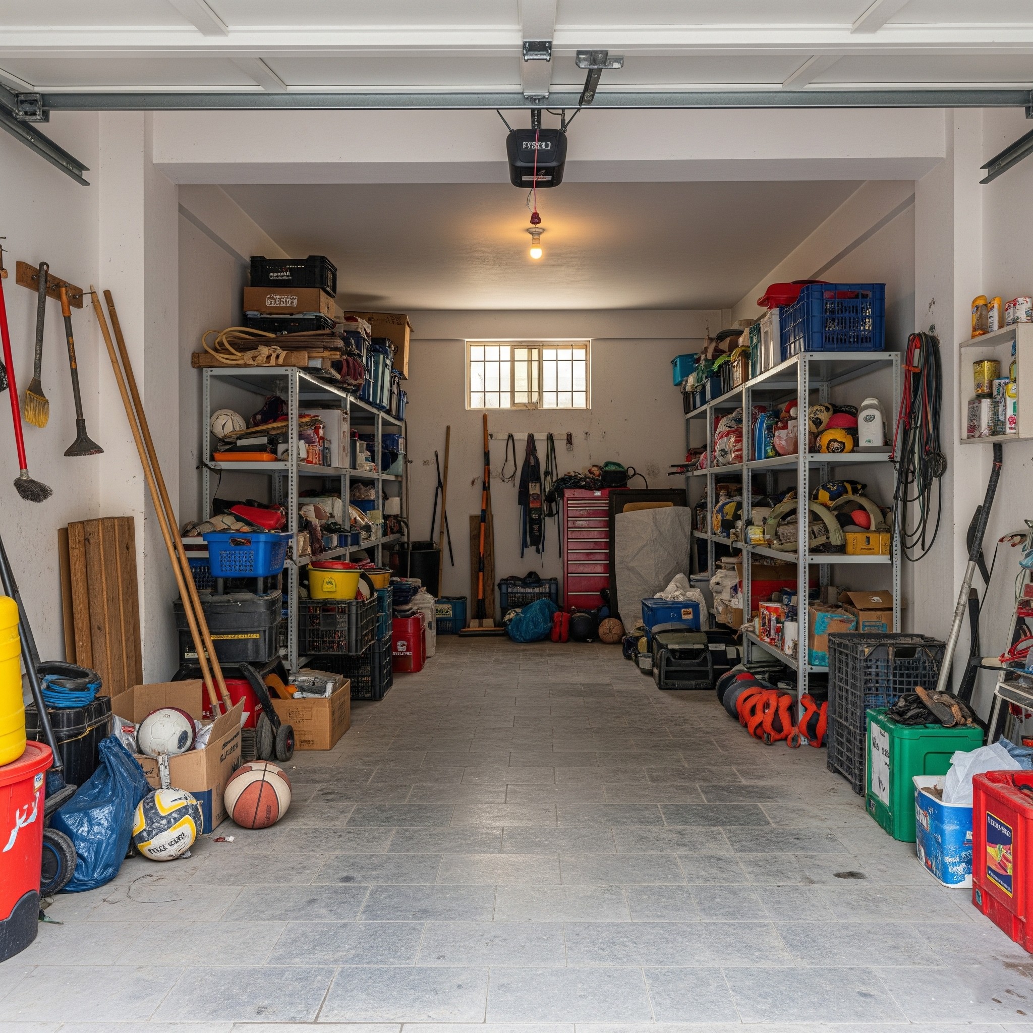 Before garage storage: A messy and unorganized garage space in Karachi.