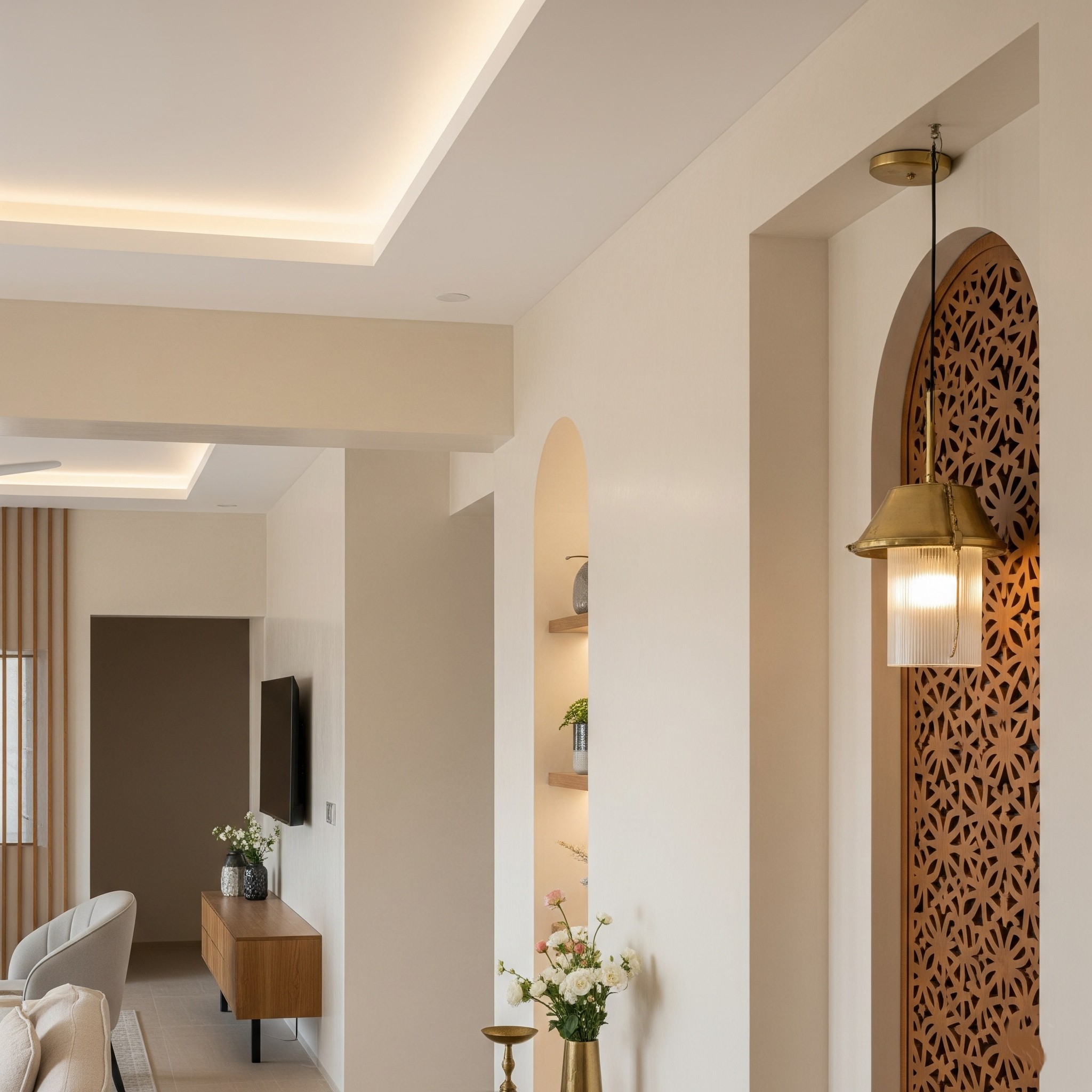 After comprehensive wall and ceiling repair, showing a pristine interior with restored surfaces.