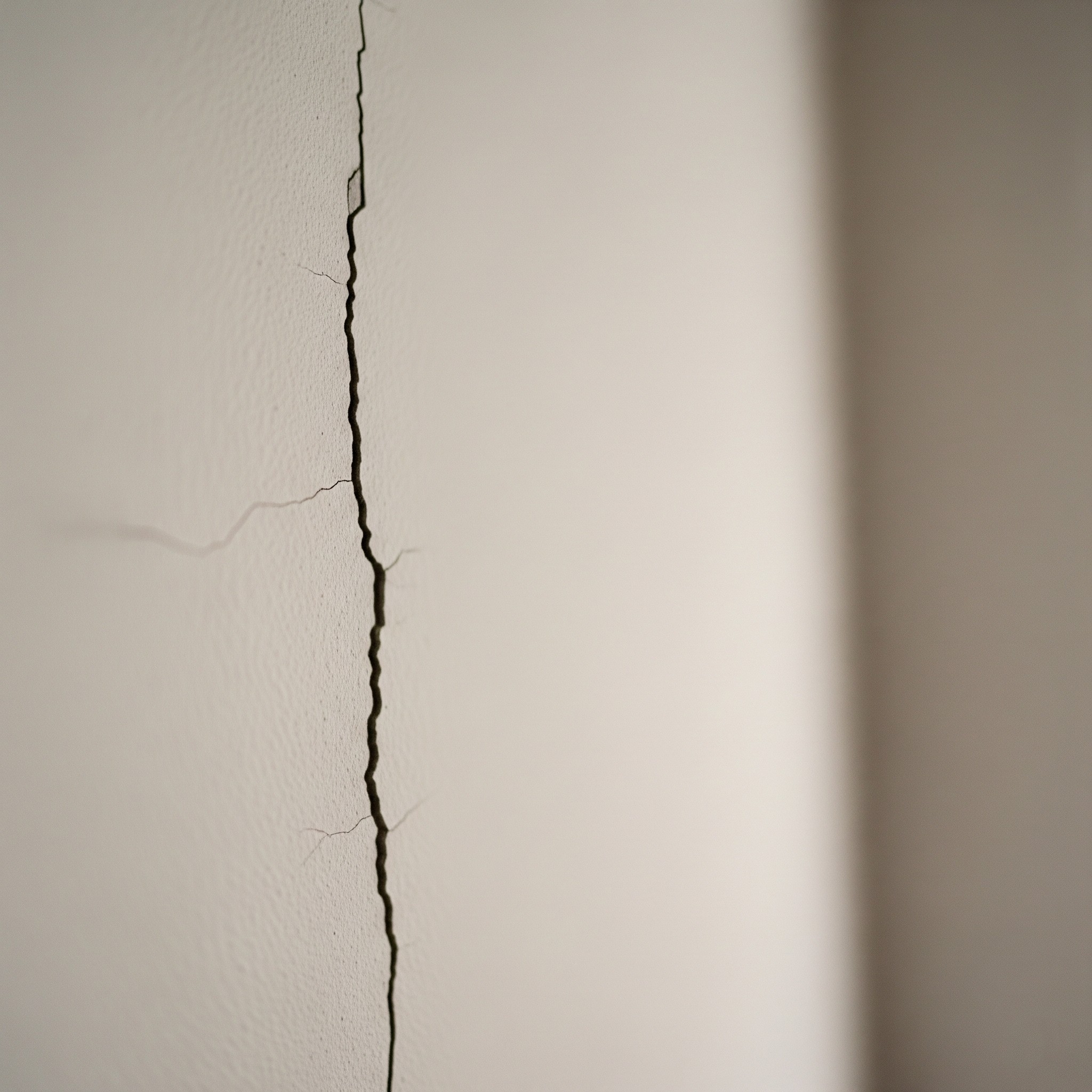 Before wall repair: A wall with visible cracks in Karachi.