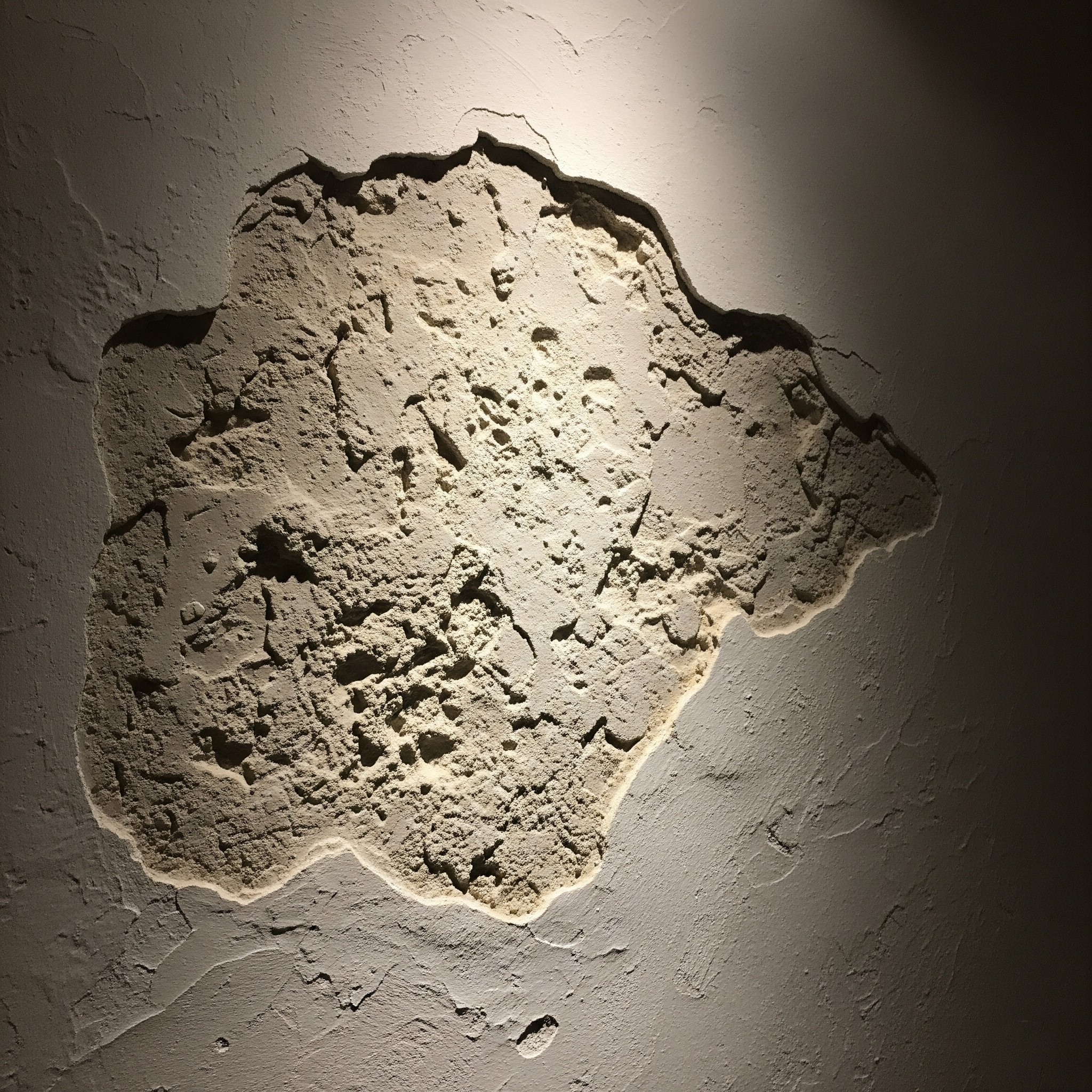 Before plaster repair: An old, uneven, or crumbling plaster wall/ceiling in Karachi.