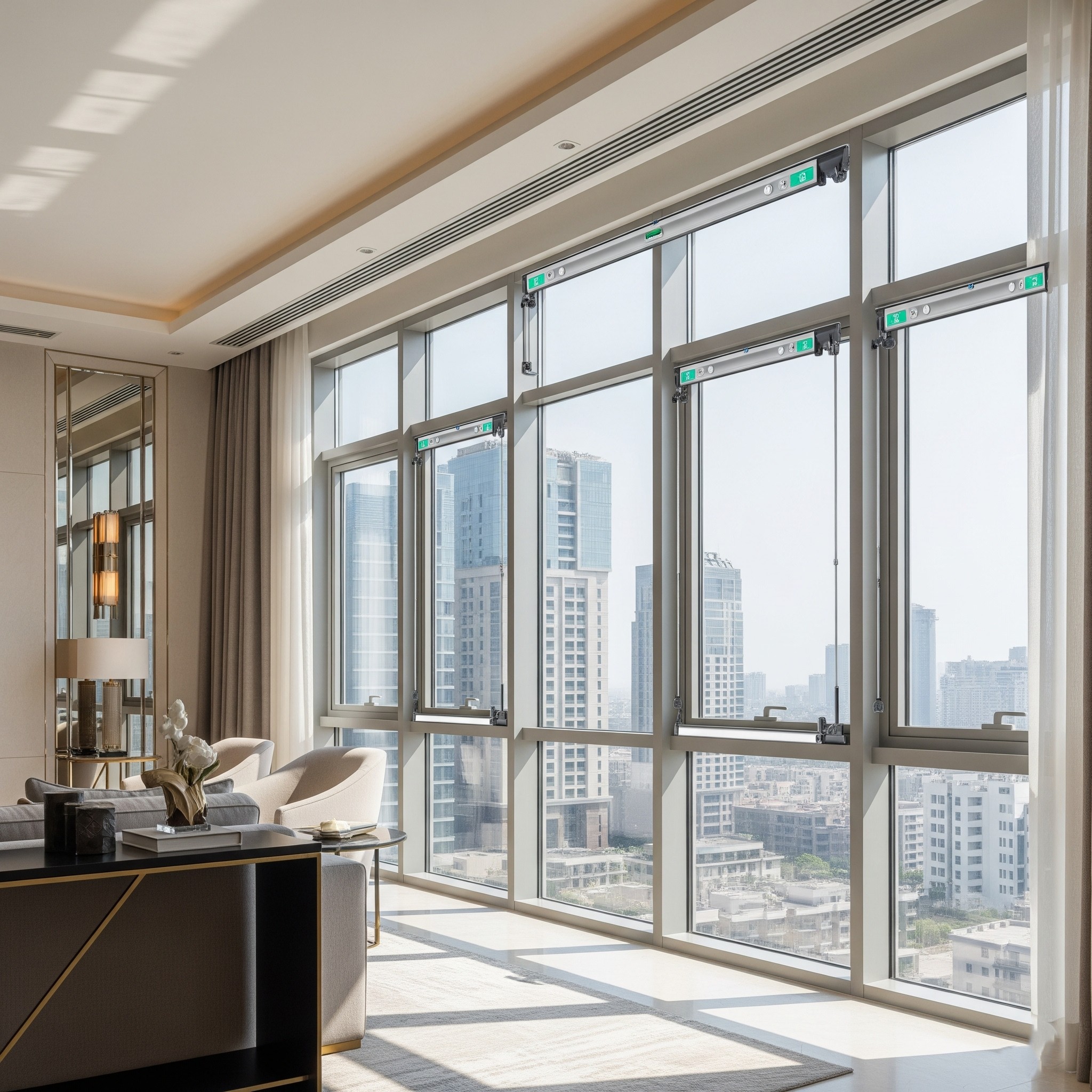 After `smart blinds Karachi` installation, offering automated control and energy efficiency.