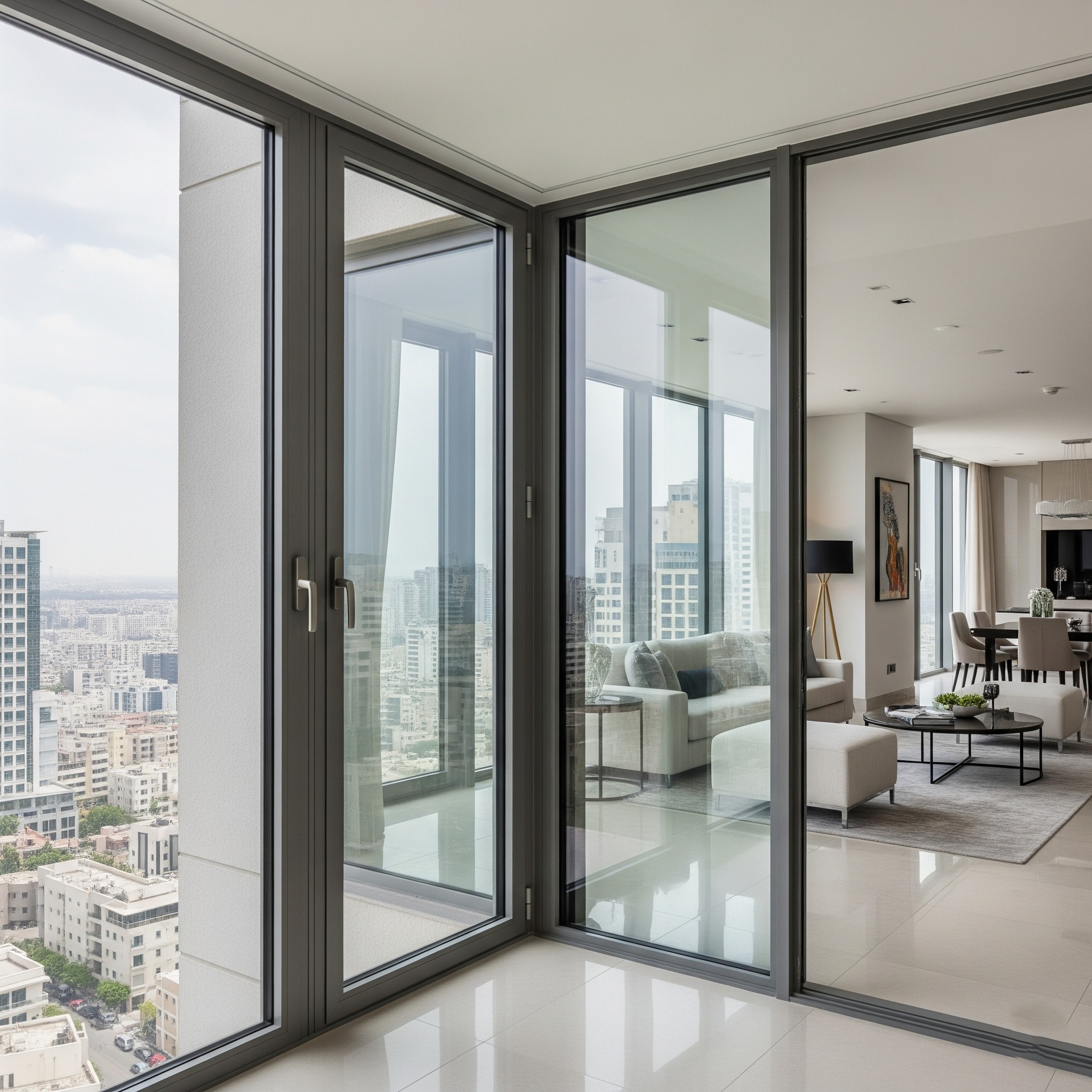 Before smart home upgrade: Windows with manual blinds in a Karachi apartment.
