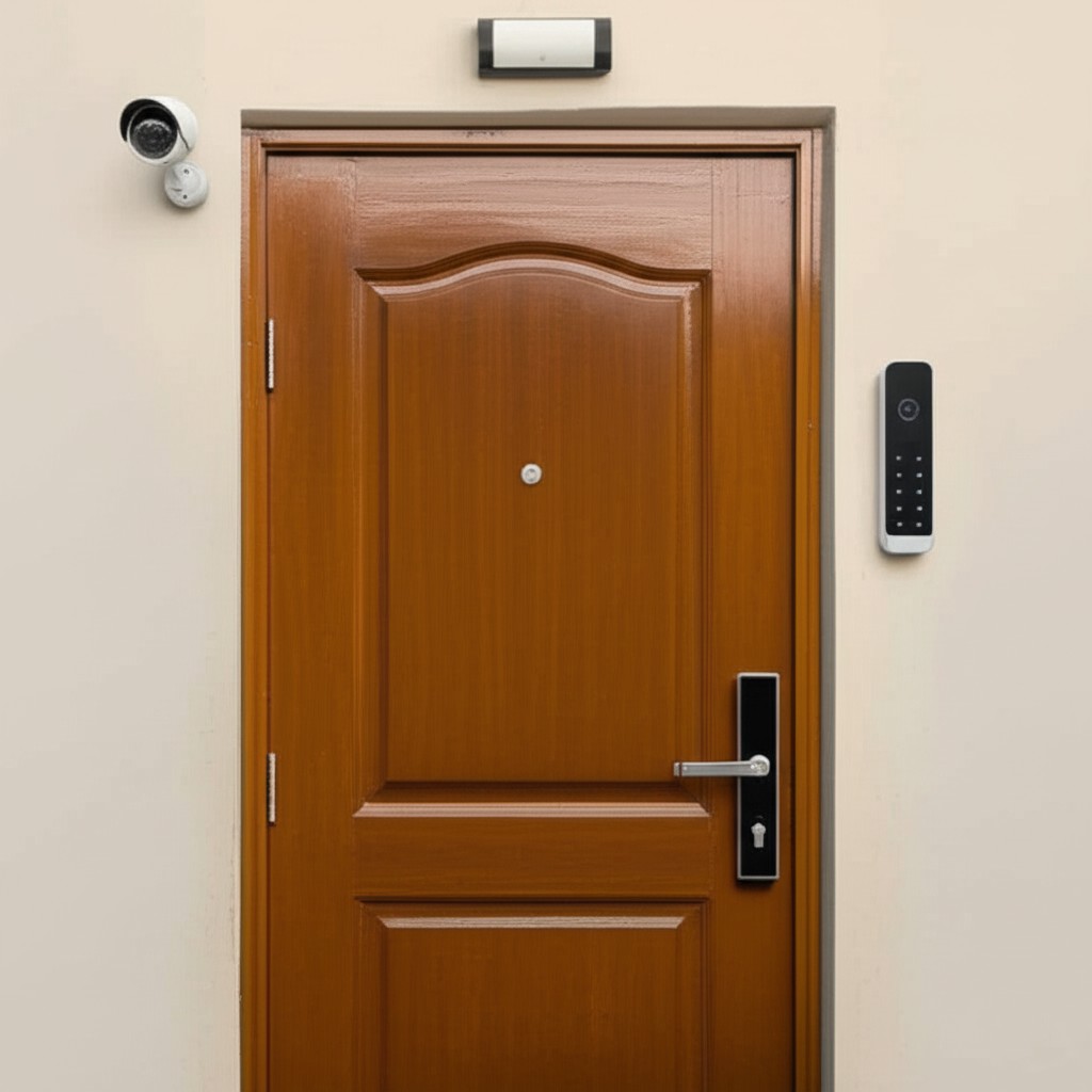 After `smart door lock Karachi` installation, providing enhanced security and remote access.