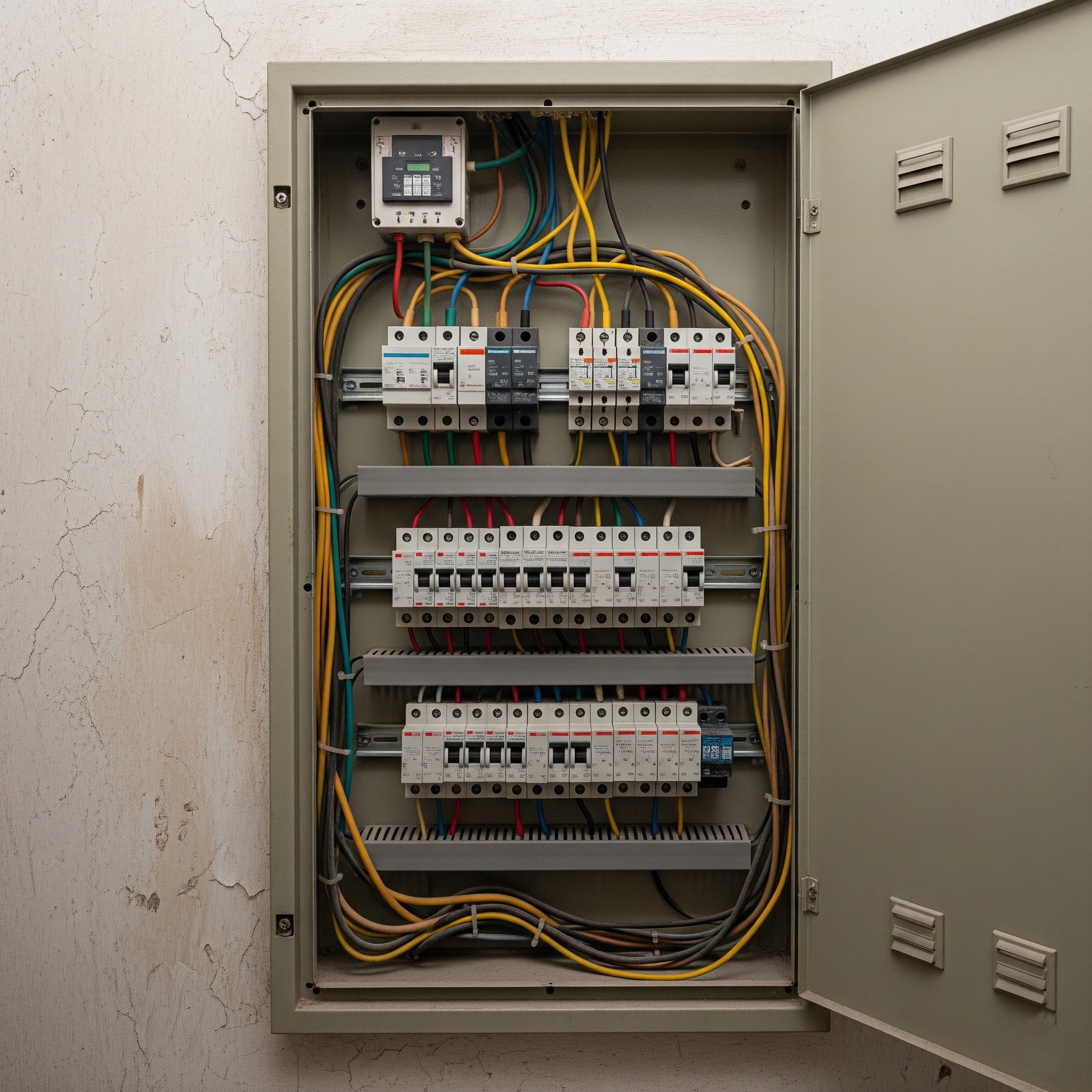 Before smart energy management: Old electrical panel and high energy bill in Karachi