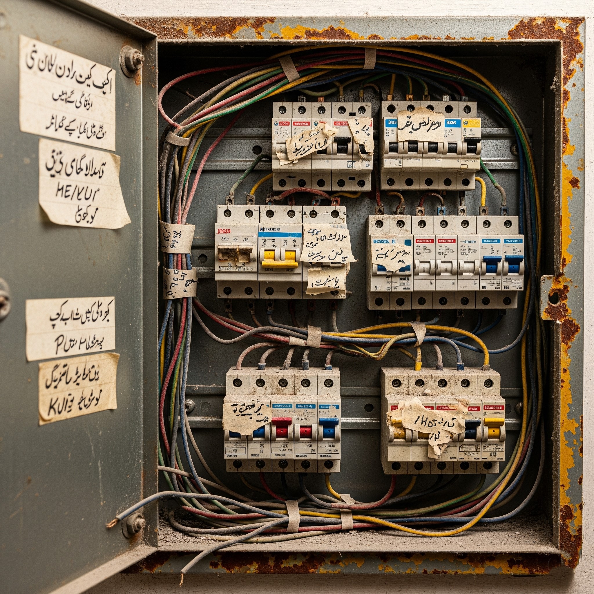 Old electrical wiring panel