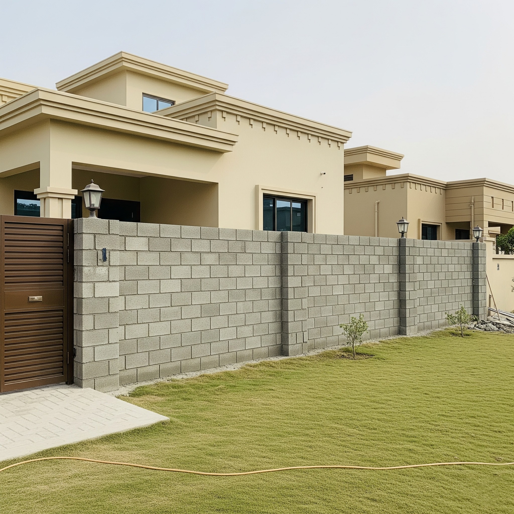 After `block work Karachi`: A finished and structurally sound concrete block wall.