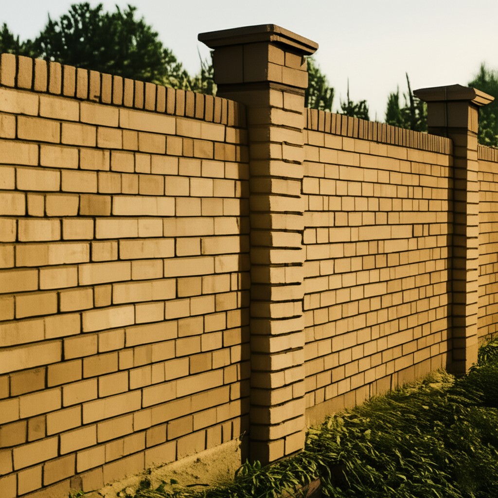 After `new brick wall construction Karachi`: A newly constructed, durable brick boundary wall.