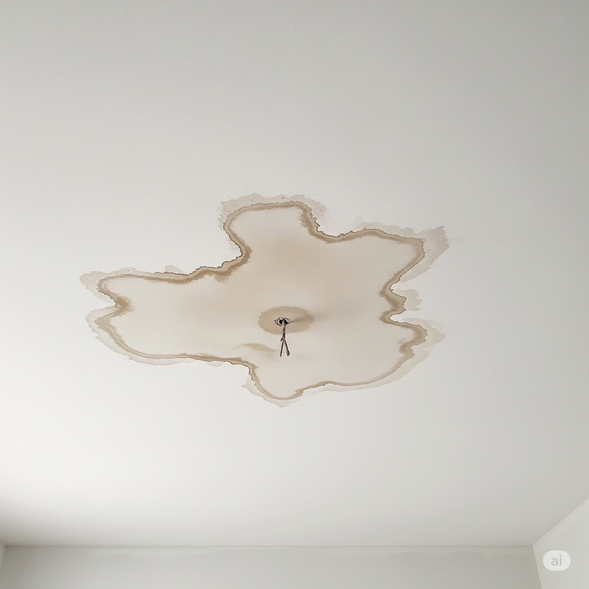 Leaking ceiling with water stains